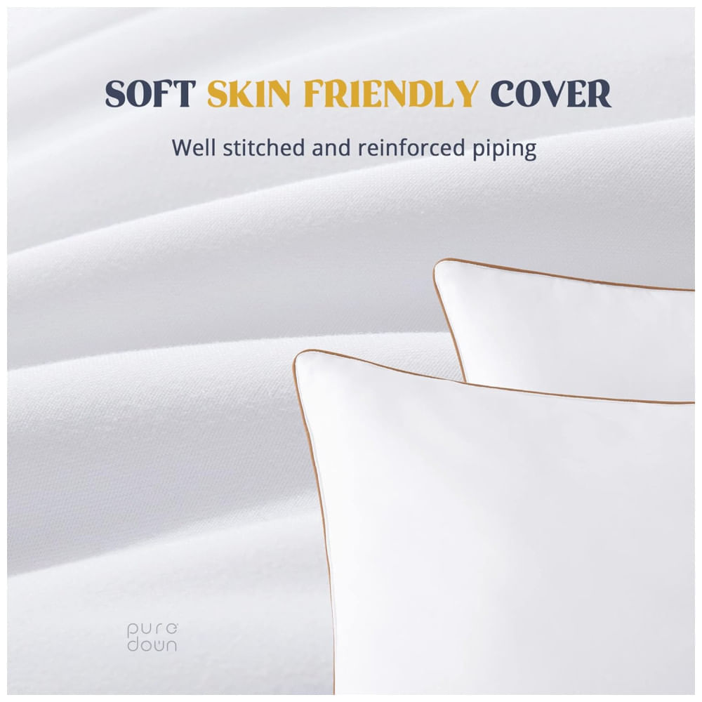 Encontraproduto.com.br - Conjunto de Travesseiros, Tamanho Padrão com 2 Peças e Capa à Prova de Plumas, Puredown, Branco e Marrom