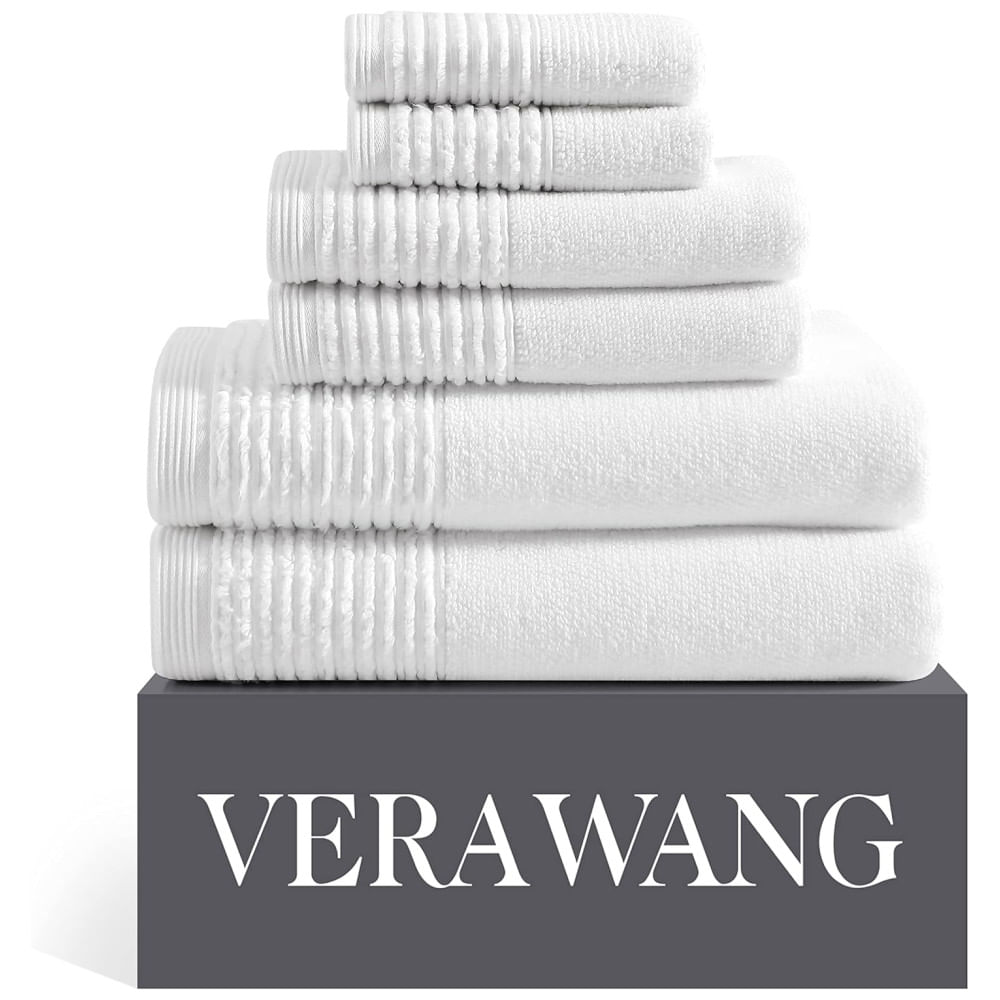 Encontraproduto.com.br - Jogo de Toalhas de Luxo, Absorventes e Macias com 6 Peças e Material 100% Algodão, Vera Wang, Branca