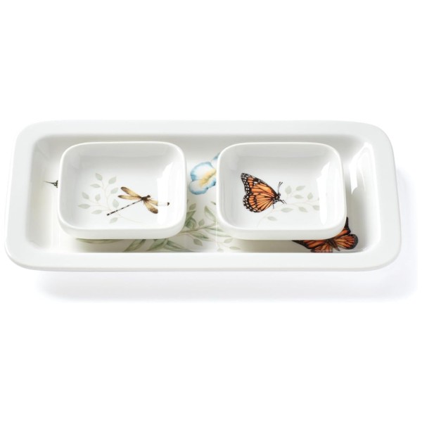 Encontraproduto.com.br - Conjunto de Tigelas e Prato, Ideal para Servir e Desfrutar de Saborosos Pratos Asiáticos com 3 Peças e Material de Porcelana, LENOX 892531, Branco