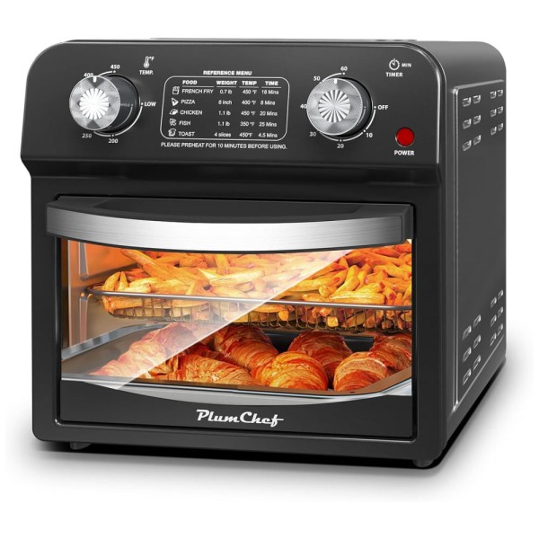 Encontraproduto.com.br - Forno Elétrico 7 em 1 com Capacidade de 12L, Material de Aço Inoxidável e 5 Menus Predefinidos, 110V 1500W, Plum Chef GA52S, Preto