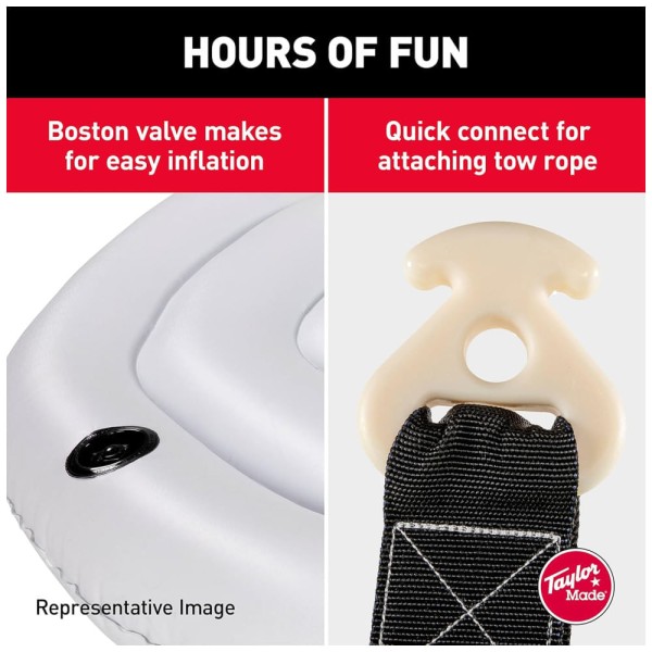 Encontraproduto.com.br - Boia Rebocável para 4 Pessoas com Conexão Pratica e Válvula Boston para Inflação Rápida, TaylorMade, Colorida