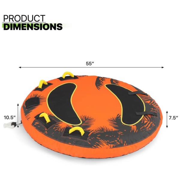 Encontraproduto.com.br - Boia Rebocável para 2 Pessoas, Carga Máx 294 kg, 4 Alças e Capa com Proteção UV, Magshion, Laranja