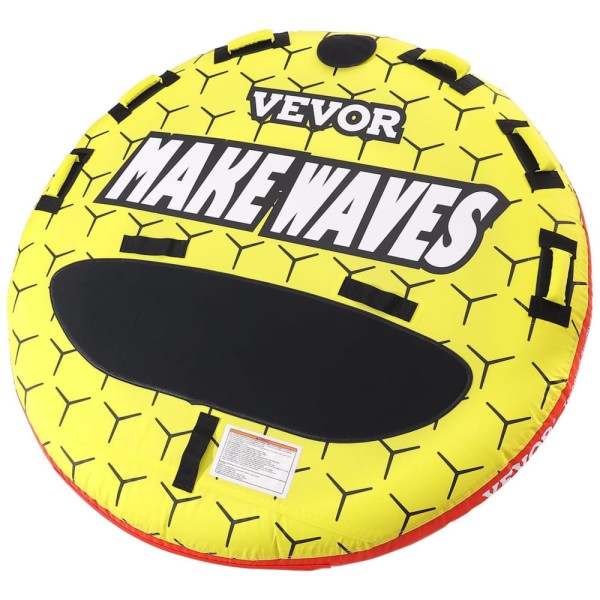 Encontraproduto.com.br - Boia Rebocável para 3 Pessoas, Carga Máx 230 kg com Capa de Nylon, Alças de EVA e Válvula de Segurança de Velocidade, VEVOR, Amarelo e Preto