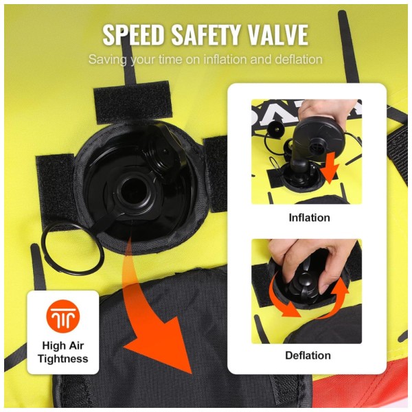 Encontraproduto.com.br - Boia Rebocável para 3 Pessoas, Carga Máx 230 kg com Capa de Nylon, Alças de EVA e Válvula de Segurança de Velocidade, VEVOR, Amarelo e Preto