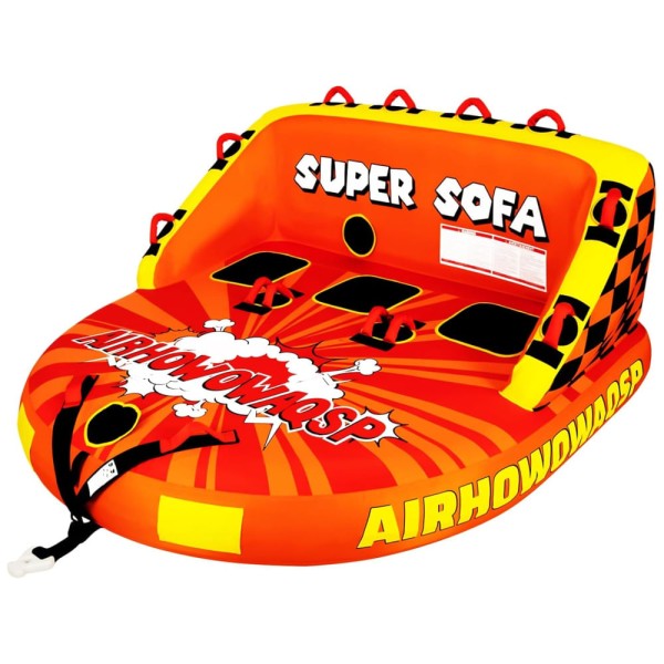 Encontraproduto.com.br - Boia Rebocável para 2 Pessoas, Carga Máx 230 kg com Pontos de Reboque Duplos, Capa de Nylon Grossa e Resistente, Airhowowaqsp, Vermelho e Amarelo