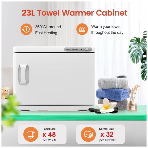 Encontraproduto.com.br - Aquecedor de Toalhas 23L Armazena até 12 toalhas Faciais, Ideal para Barbearias, Salões e Spas, 110V, RyJaune, Branco
