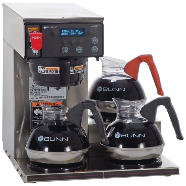 Cafeteira Automática Comercial 12 Xícaras com 3 Aquecedores, Jarras Não Inclusas, 110V 600W, BUNN Axiom 15-3, Preta