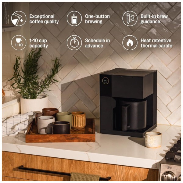 Encontraproduto.com.br - Cafeteira Progrmável com Jarra Térmica de 10 Xícara e Tanque Removível, 230V 1400W, Fellow Aiden Precision, Preta Fosco
