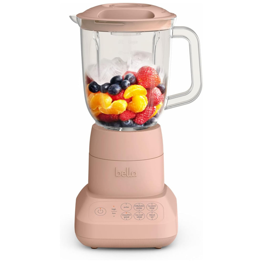 Encontraproduto.com.br - Liquidificador de Bancada e Espremedor com 10 Velocidades, Capacidade de 1,4L e Lâmina de Aço Inoxidável, 110V 450W, BELLA, Rosa Claro