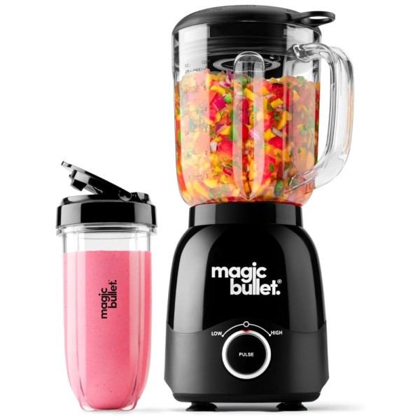 Liquidificador de Bancada com Capacidade de 1,4L, Copo para Viagem e Lâmina de Aço Inoxidável, 110V 600W, magic bullet, Preto