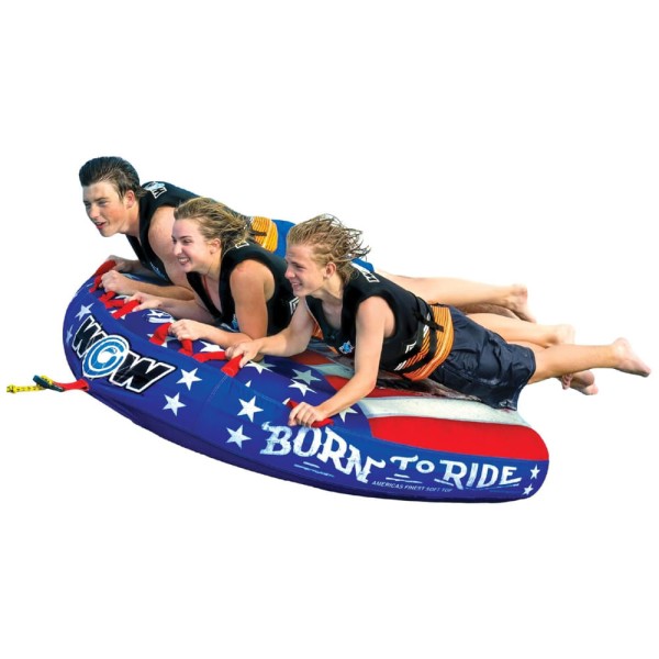 Encontraproduto.com.br - Boia Rebocável para 1 a 3 Pessoas, Durável e Resistente para Passeios de Barco, WOW Sports Born to Ride, Azul