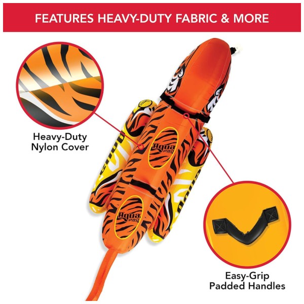 Encontraproduto.com.br - Boia Rebocável para 2 Pessoas, Estilo Tigre com Pontão Duplo, Aqua Pro, Laranja