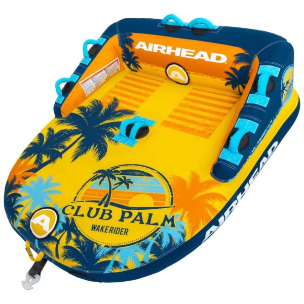 Encontraproduto.com.br - Boia Rebocável para 2 Pessoas com Costura Dupla em Nylon, Club Palm, Azul e Laranja
