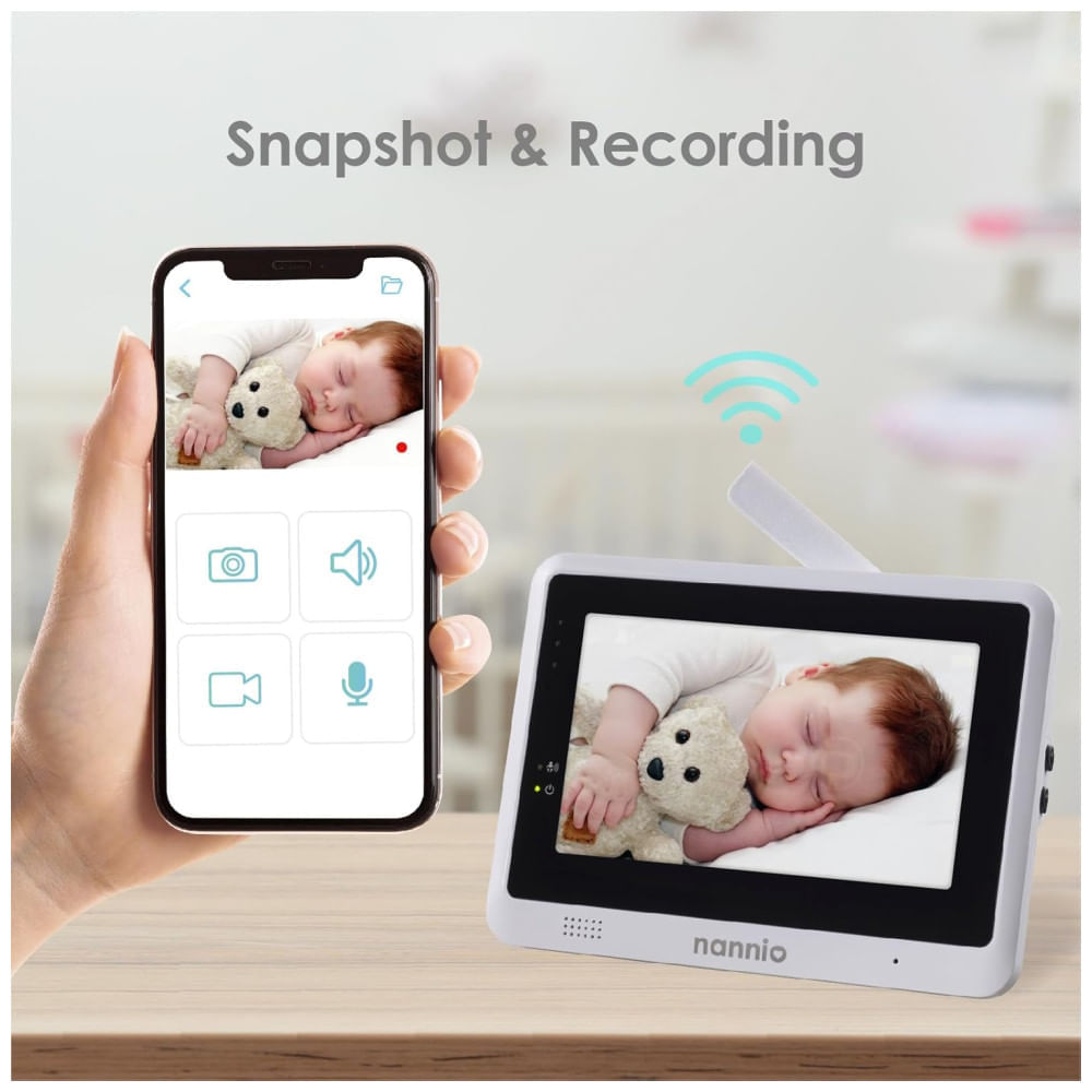 Encontraproduto.com.br - Babá Eletrônica com Câmera, Monitor, Tela Touch, WiFi Inteligente Visão Noturna em HD, Nannio Connect Smart.
