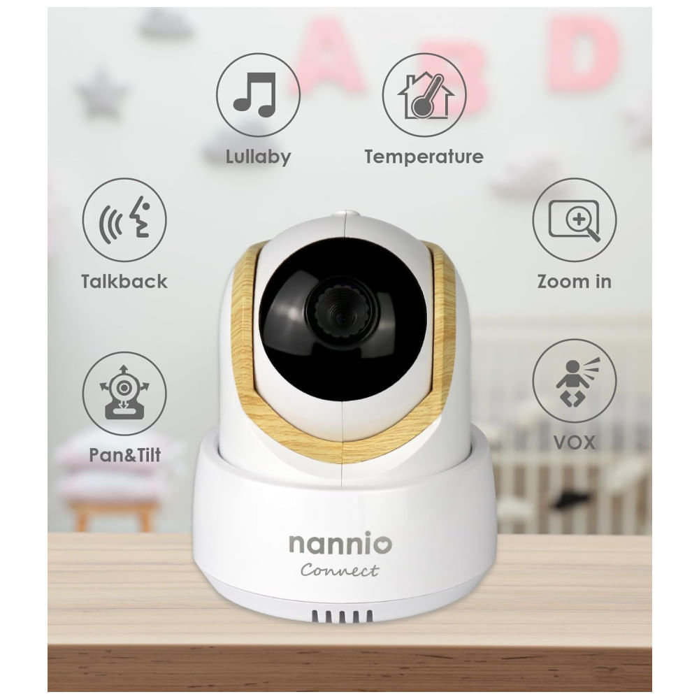 Encontraproduto.com.br - Babá Eletrônica com Câmera, Monitor, Tela Touch, WiFi Inteligente Visão Noturna em HD, Nannio Connect Smart.