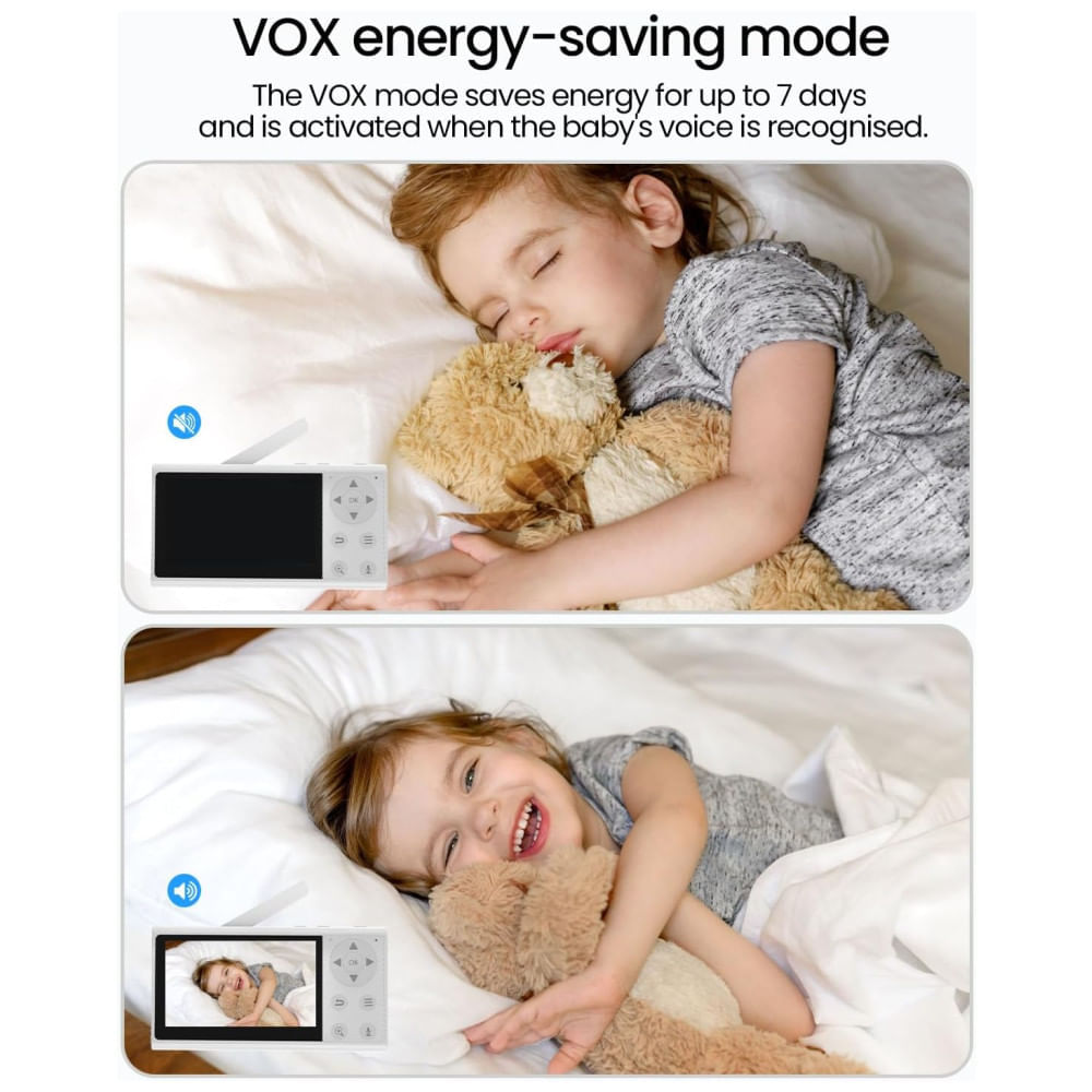 Encontraproduto.com.br - Babá Elétronica com 2 Câmeras, Áudio, Visão Noturna, Controle Via App, Detecção de Choro e Movimento, CZEview, Branca