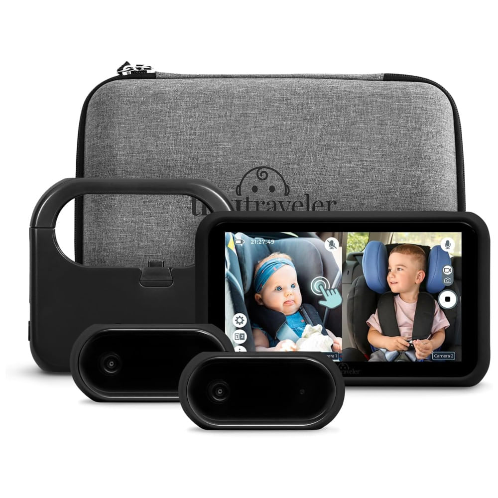 Encontraproduto.com.br - Babá Eletrônica Kit de Viagem com Monitor Digital, Câmera sem Fio para Carro, Visão Noturna e Banco de Energia, Tiny Traveler, Preta