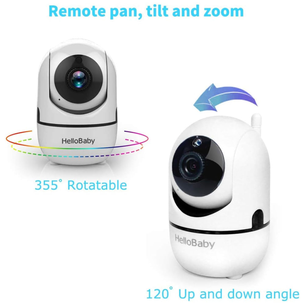 Encontraproduto.com.br - Babá Eletrônica com Câmera Remota PTZ, Tela LCD e Visão Noturna Infravermelha, HelloBaby, Branca