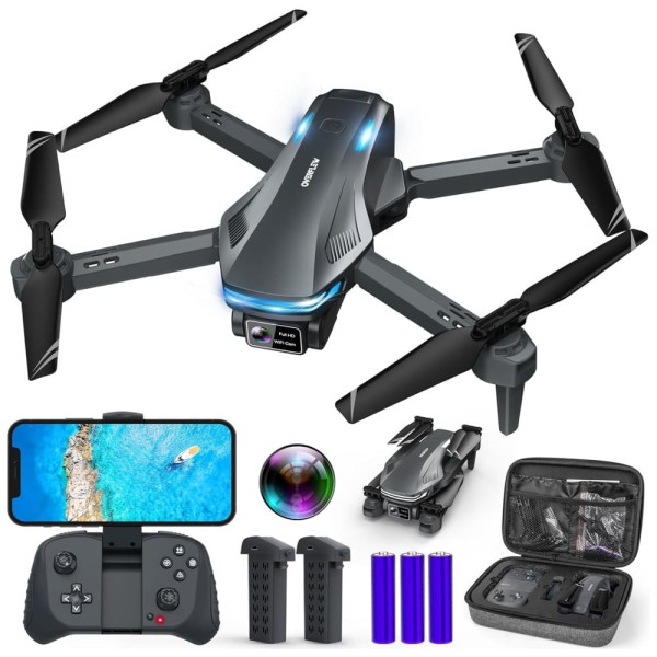 Encontraproduto.com.br - Drone com Câmera 1080P FPV para Adultos e Crianças Iniciantes, Altitude Hold, Controle de Voz, Selfie por Gestos e Lente Ajustável, Loiley, Cinza