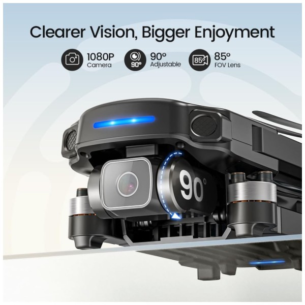 Encontraproduto.com.br - Drone com Câmera 4K UHD para Adultos, RC FPV Quadcopter Dobrável, 3 Baterias e Transmissão até 3 km, Holy Stone, Preto