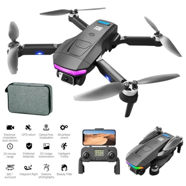 Encontraproduto.com.br - Drone GPS 4K para Adultos e Crianças, 50 Min de Voo, Transmissão 5G FPV, Motores Sem Escova, GPS Return Home, Siga-me e 2 Baterias, Cotwodfa, Preto