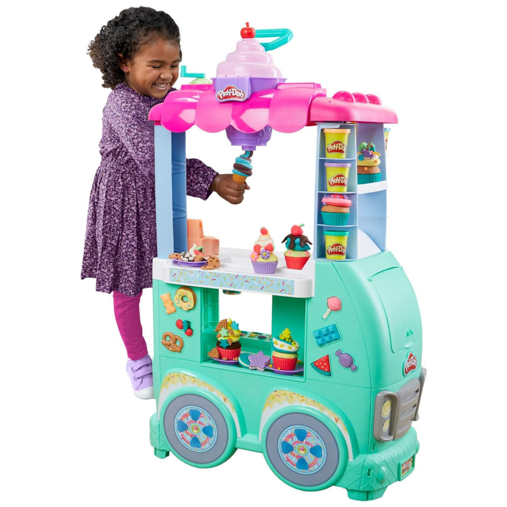 Play-Doh Kitchen Creations Caminhão de Comida Doces e Guloseimas - Brinquedo para Crianças com 12 Potes de Massa de Modelar, 3 anos