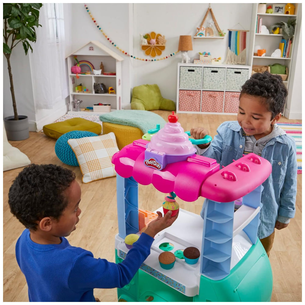 Encontraproduto.com.br - Play-Doh Kitchen Creations Caminhão de Comida Doces e Guloseimas - Brinquedo para Crianças com 12 Potes de Massa de Modelar, 3 anos