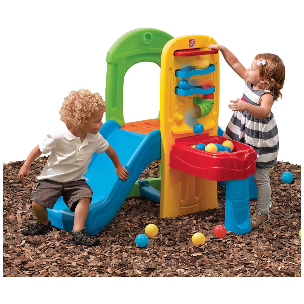 Encontraproduto.com.br - Playset Infantil Para Ambientes Internos e Externos, Com Escorregador, Escada, Labirinto de Bolas e Jungle Gym - Para Crianças a Partir de 1,5 Anos -