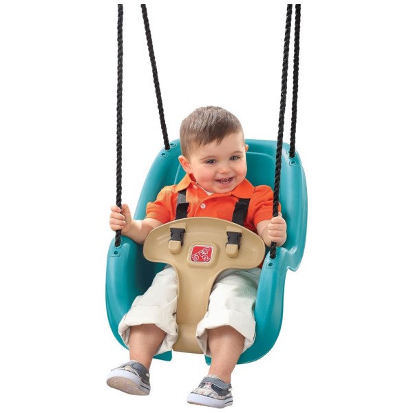 Cadeira de Balanco Infantil Para Ambientes Externos, Estilo Bucket com Cinto de Segurança e Corda Resistente, Para Crianças de 9 Meses a 3 Anos, Step2