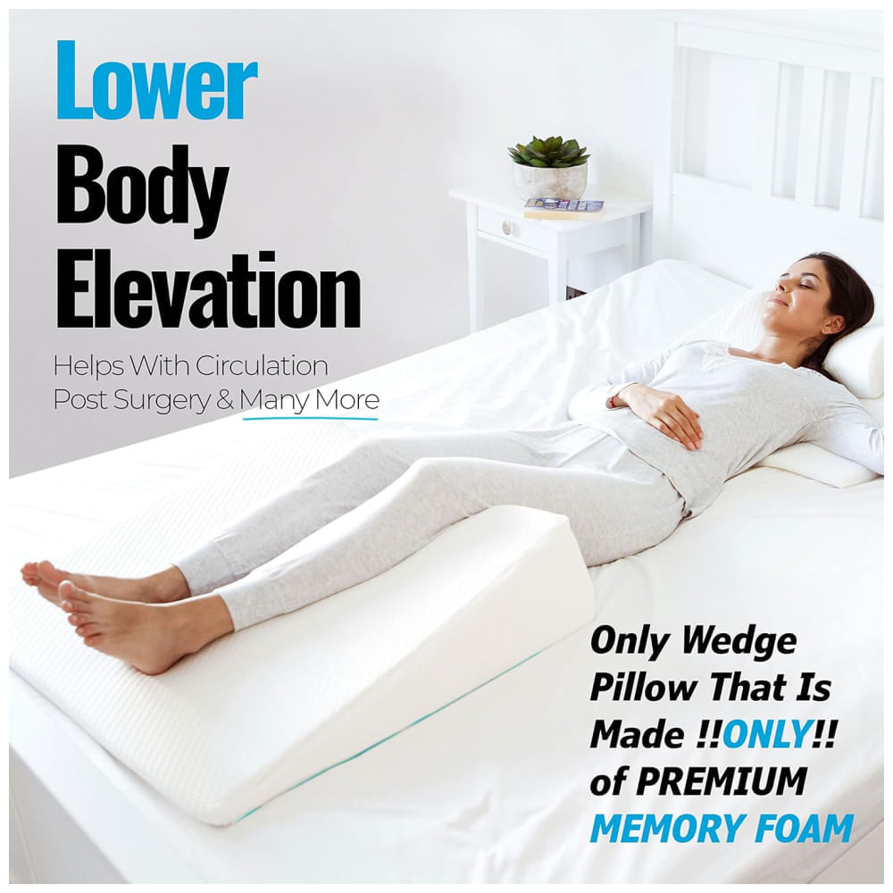 Encontraproduto.com.br - Travesseiro de Cunha 3 em 1 para Dormir - Tecnologia de Espuma de Memória, Ajustável para Refluxo, Leitura, Ronco e Suporte Corporal, RELAX SUPPORT.