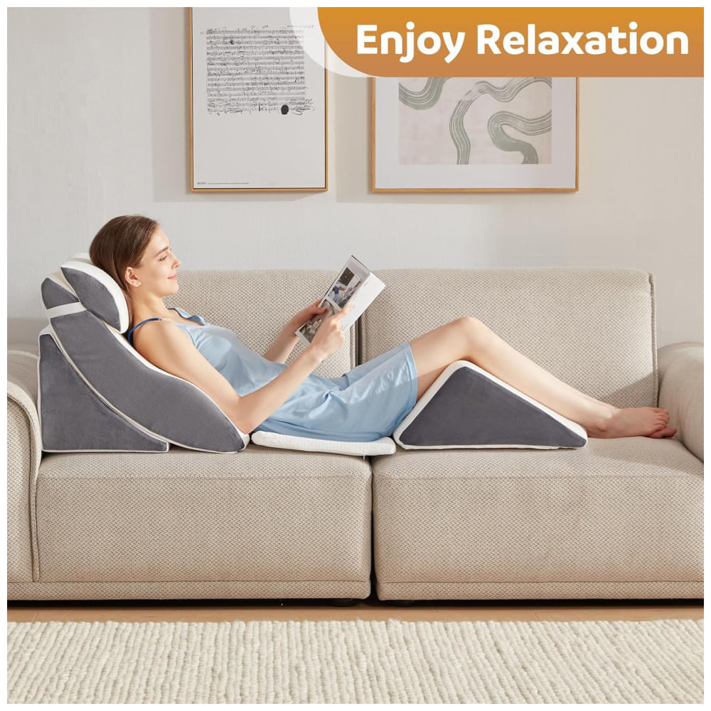 Encontraproduto.com.br - Conjunto de Travesseiros 5 Pcs para Dormir, Pós-Cirurgia, Espuma de Memória para Costas, Pescoço e Joelho, Alívio de Refluxo Ácido e Ronco, A2ZCOMFY.