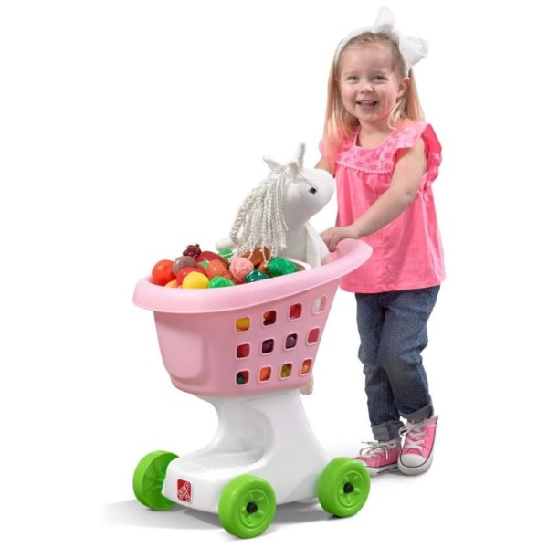 Carrinho de Compras Infantil, Feito de Plástico Durável, Para Crianças a Partir de 2 Anos, Step2 Little Helpers, Rosa