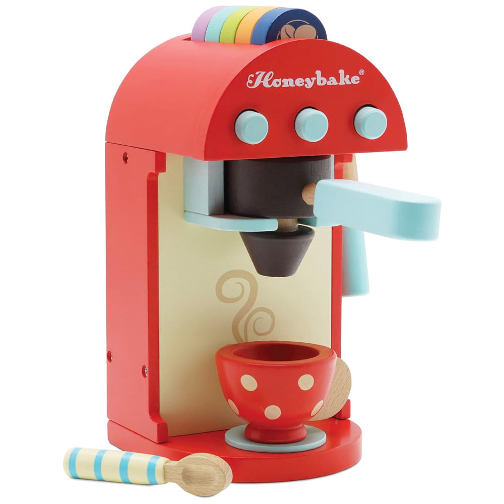 Encontraproduto.com.br - Máquina de Café Honeybake de Madeira Infantil, Brinquedo de Cozinha de Faz de Conta, Le Toy Van TV299, Colorido
