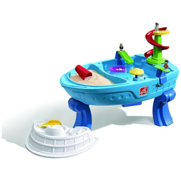 Encontraproduto.com.br - Mesa de Atividade Sensoriais Areia e Água, Brinquedo de Verão ao Ar Livre, 10 Acessórios, Para Crianças a Partir de 2 Anos, Step2 Fiesta Cruise, Azul