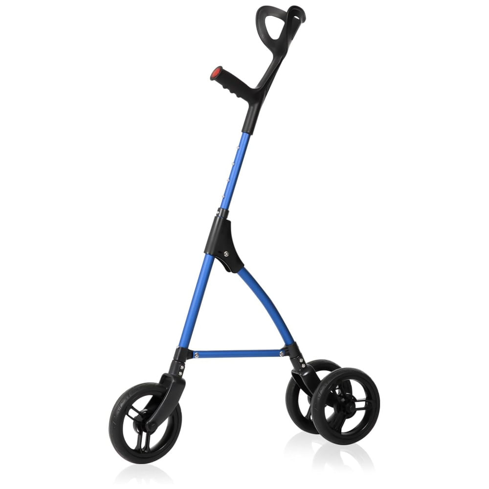 Andador 2 em 1 Bengala Direcionavel com 3 Rodas e Altura Ajustável, DAILYLIFE, Azul