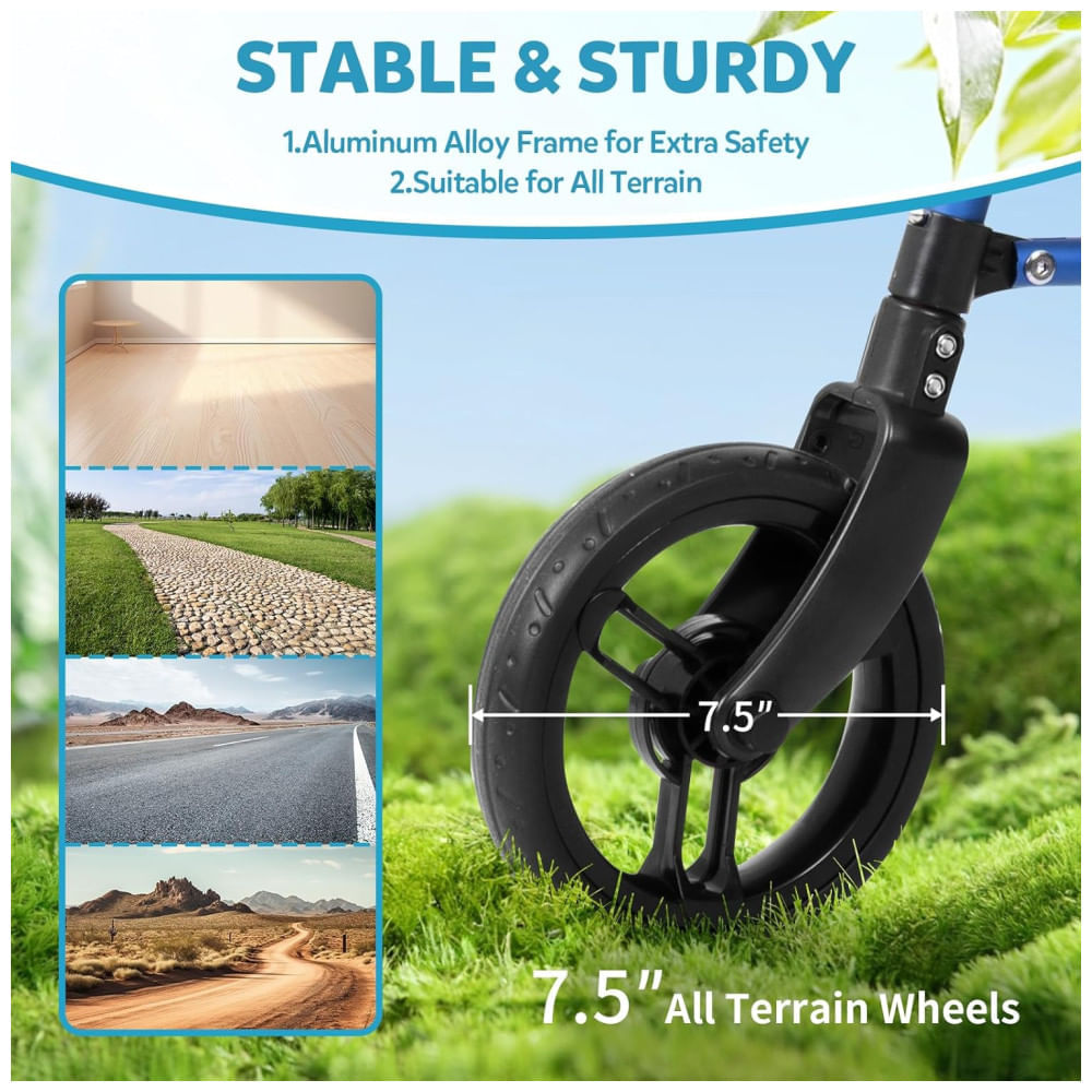 Encontraproduto.com.br - Andador 2 em 1 Bengala Direcionavel com 3 Rodas e Altura Ajustável, DAILYLIFE, Azul