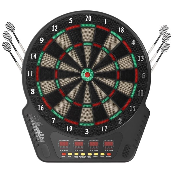Encontraproduto.com.br - Jogo De Dardos Eletrônico com Pontas Suaves, 27 Jogos com 243 Variações, 6 Dardos, Placa Digital com LED Colorido, 16 jogadores.ZeStarDair