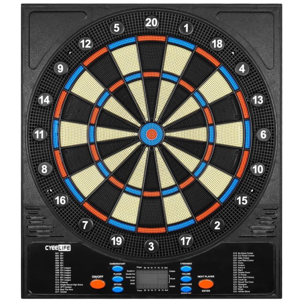 Encontraproduto.com.br - Jogo De Dardos Eletrônico, Dardos com Pontas Suaves e Acessórios Extras, 8 Jogadores, 34 Jogos e 255 Variações.CyeeLife