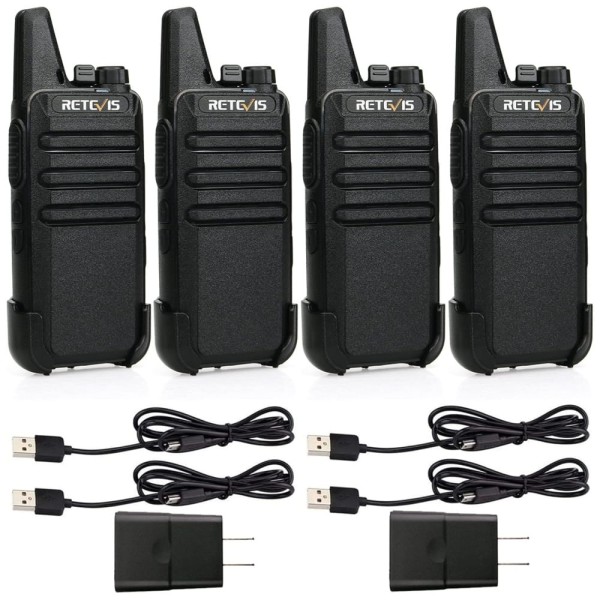 Rádio Comunicador Walkie Talkie Retevis RT22 Recarregável Longo Alcance, Portáteis, Tipo C, Mãos Livres, para Adultos, Cruzeiro, Trilha (4 Unidades).