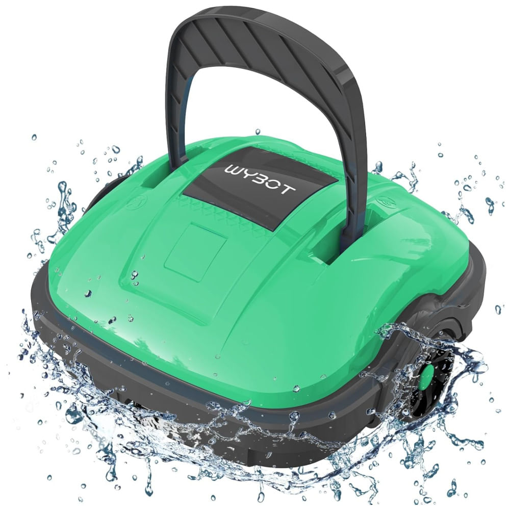 Encontraproduto.com.br - Robô Aspirador de Piscina Sem Fio WYBOT, Portas de Sucção Duplas, Ideal para Piscinas Planas até 50 m², com Motores Duplos e Estacionamento Automático