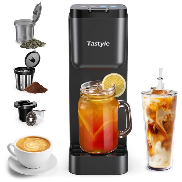 Máquina de Café de Dose Única, Café Gelado | Quente | Mais Forte, Capacidade para Chá Gelado, Compatível com K-Cup, Café Moído e Folhas de