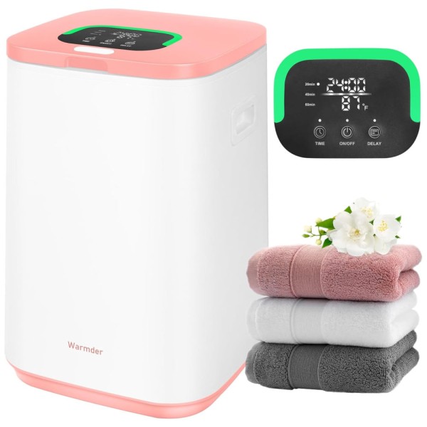 Aquecedor de Toalhas para Banheiro, Balde de 26L com Display LED, 3 Modos de Aquecimento, Timer de até 24h, Bloqueio Infantil, Aquece Toalhas,Warmder.
