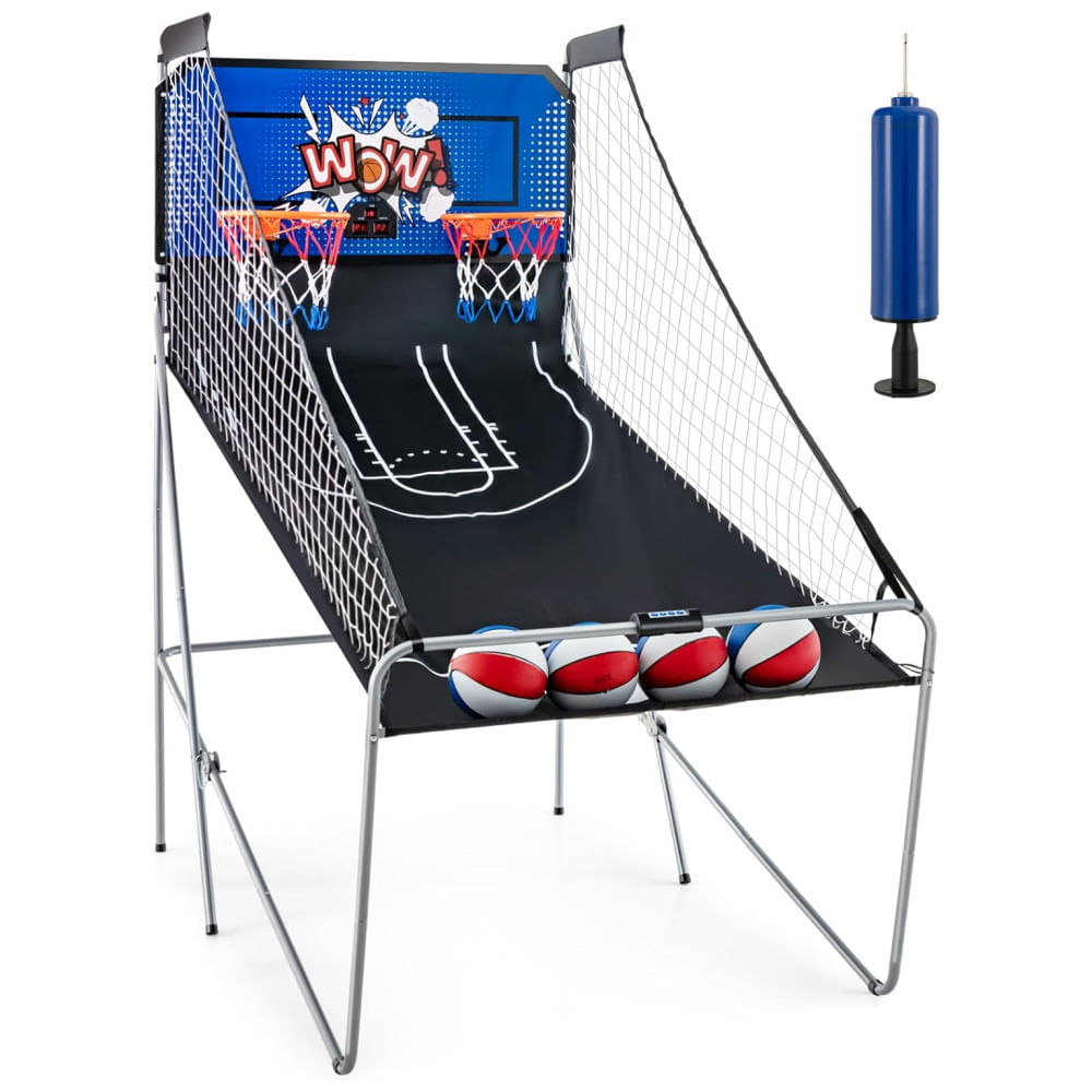 Basquete Eletrônico Arcade Dobrável Giantex, com 8 Modos de Jogo, 4 Bolas, 2 Cestos, Bomba de Ar e Placar LCD, Ideal para Adultos e Crianças.