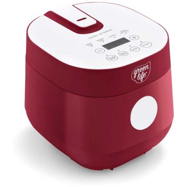 Panela de Arroz Digital GreenLife 4 Xícaras, Livre de PFAS e PFOA, Potável Cerâmico Removível, Seguro para Lava-louças, Presets Automáticos.