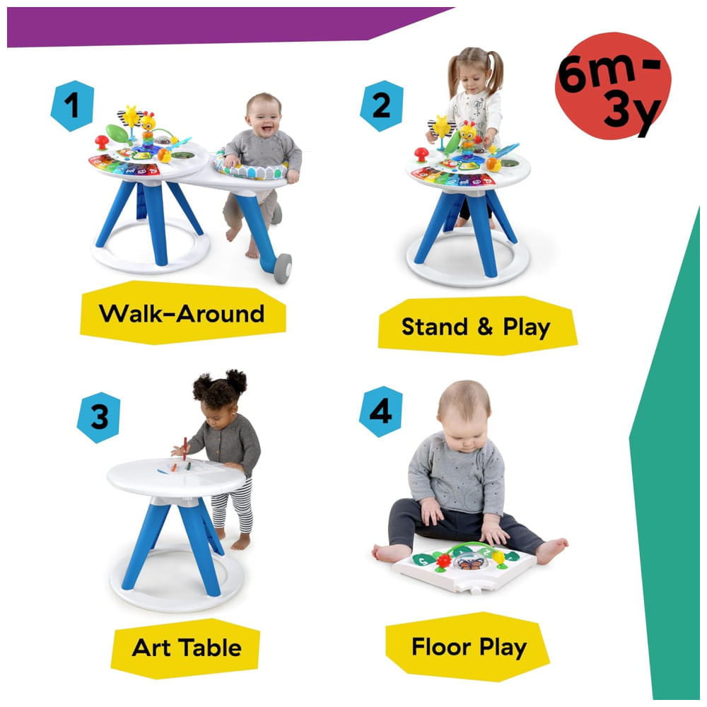 Encontraproduto.com.br - Andador de Bebê 4 em 1 Baby Einstein Around We Grow, Centro de Atividades e Mesa, indicado para bebês a partir de 6 meses.