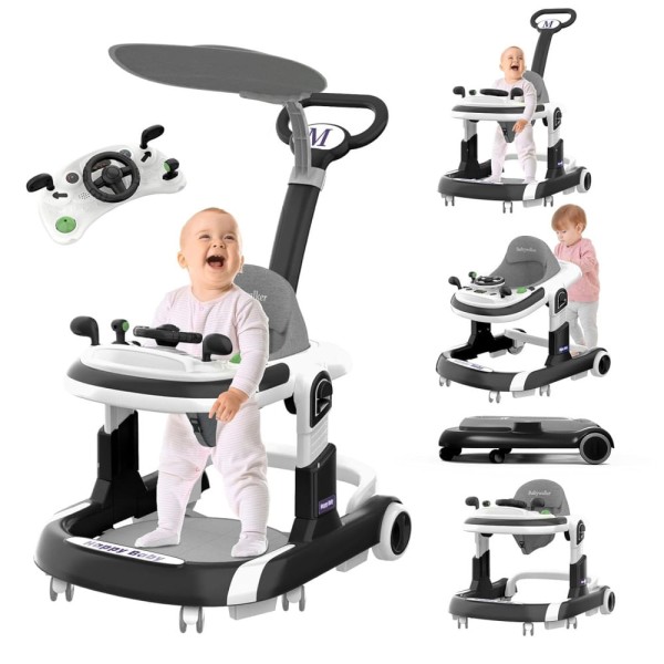 Encontraproduto.com.br - Baby Walker. 5 modos Walker dobrável com rodas. Música. Walker, bebês de 4 altura, com alça de push. Segurança de bebê