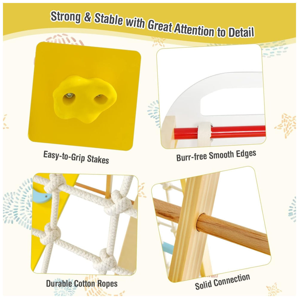 Encontraproduto.com.br - Playground GLACER 8-em-1 Infantil: Escorregador, Balanço, Barra de Macaco, Escada de Corda, Parede de Escalada, Rede, Argolas Ginásticas.