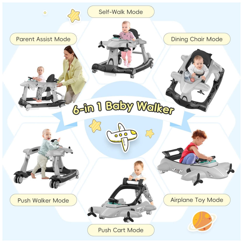 Encontraproduto.com.br - Andador Xilingol 6 em 1 com Rodas de Velocidade Ajustável, Altura Ajustável, Assento Acolchoado, Dobrável, para Bebês de 6-12 Meses, Empurrável.