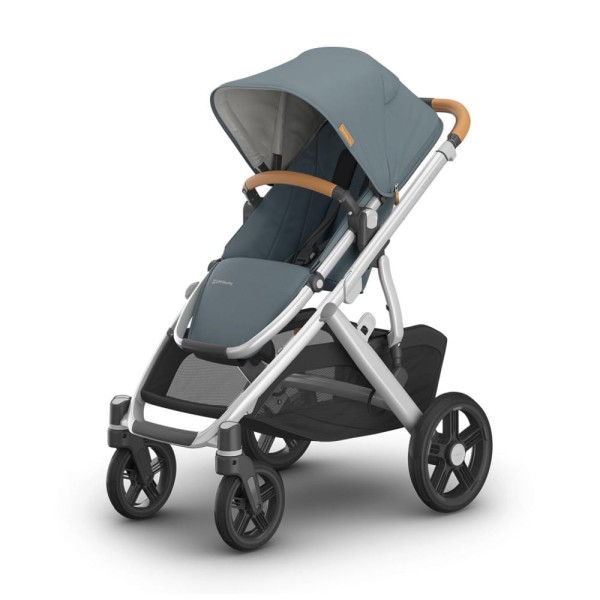 Encontraproduto.com.br - Carrinho de Bebê UPPAbaby Vista V3: Prático Sistema Modular para 1 ou 2 Crianças, Assento Incluso, Azul Pedra e Estrutura Prateada