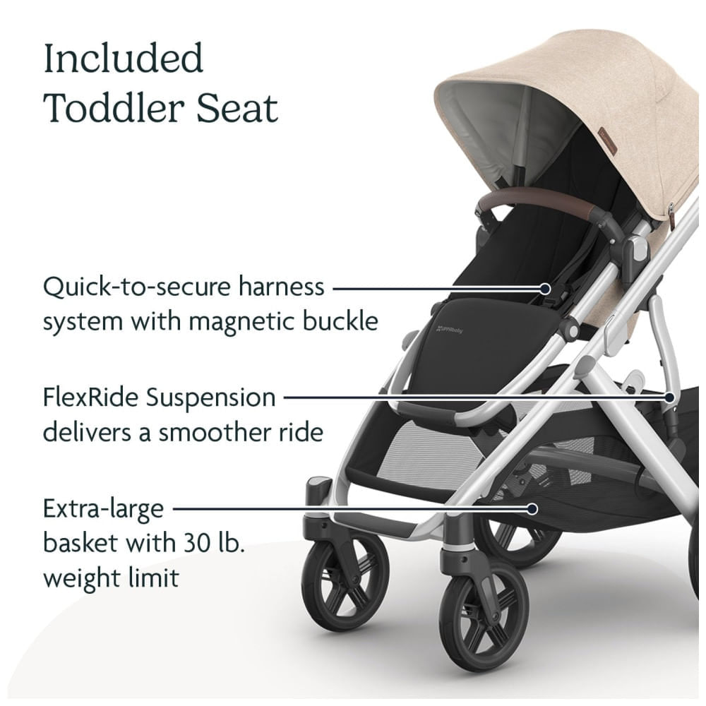 Carrinho de Bebê UPPAbaby Vista V3: Kit Completo para Passeio com Bebês - Assento Duplo, Proteção contra Insetos, Capa de Chuva e mais